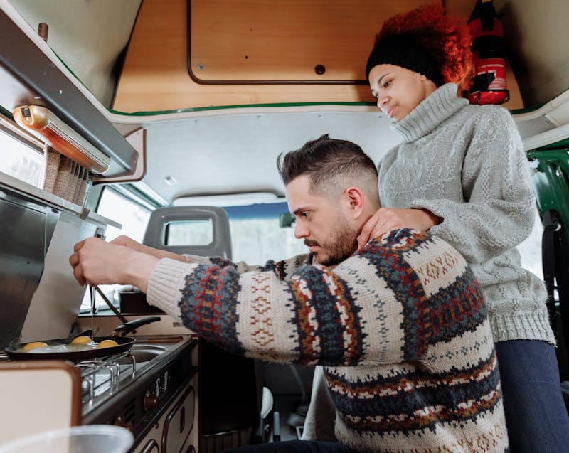 setting up a campervan kitchen